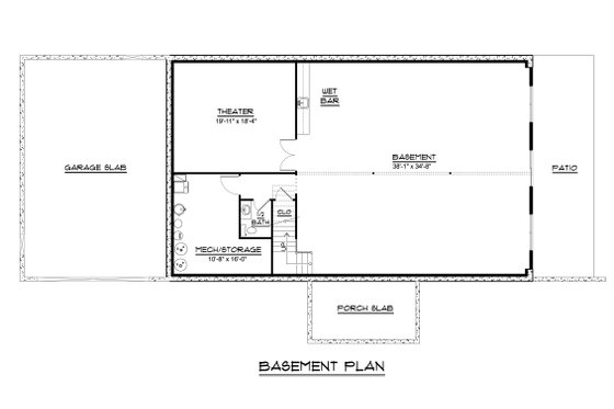 Floor Plan - Lower Floor for Barndominium House Plan #1064-225 - 3 bed, 2 bath