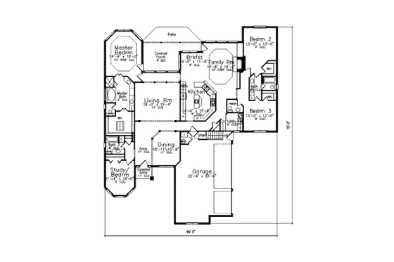 Floor Plan - Main Floor for European House Plan #52-219 - 4 bed, 3.5 bath