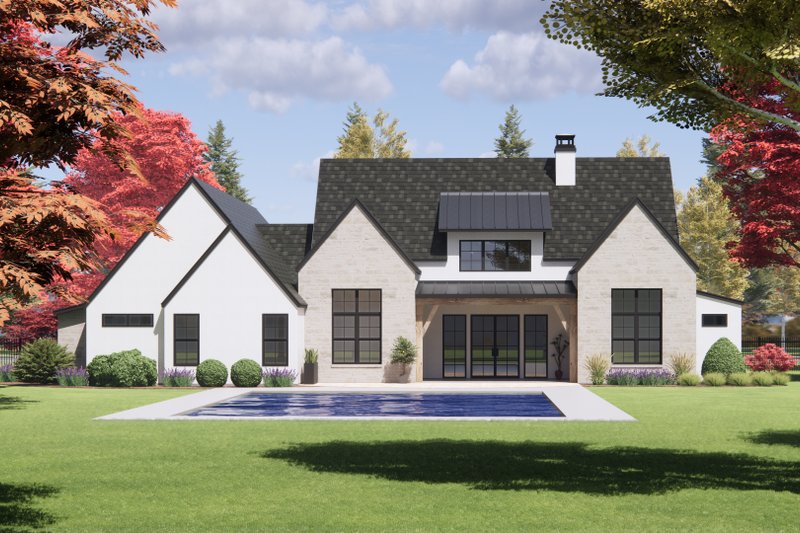 Architectural House Design - Exterior - Rear Elevation for European House Plan #1096-64 - 4 bed, 3.5 bath