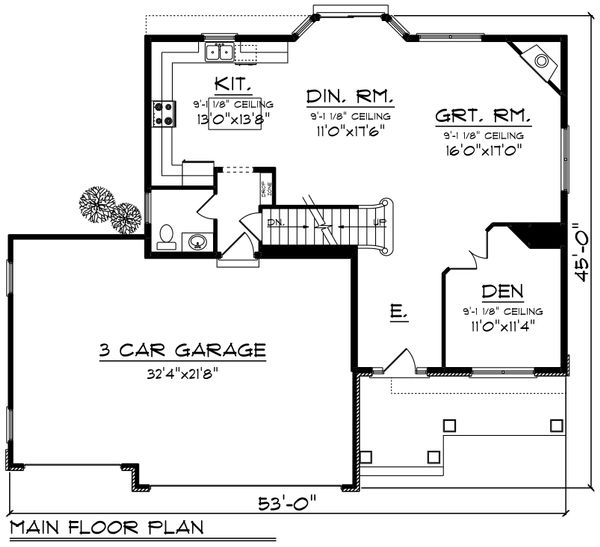 Bungalow Floor Plan - Main Floor Plan #70-1247