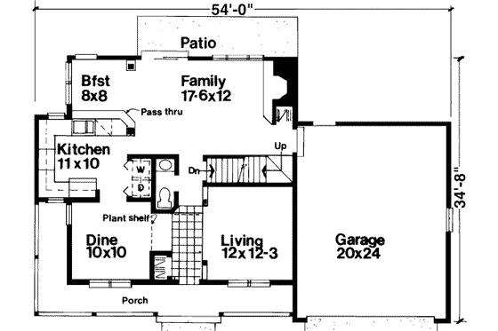 Floor Plan - Main Floor for Country House Plan #300-101 - 3 bed, 2.5 bath