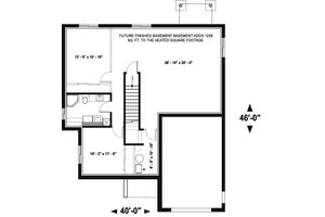 Floor Plan - Lower Floor for Modern House Plan #23-2699 - 2 bed, 1 bath