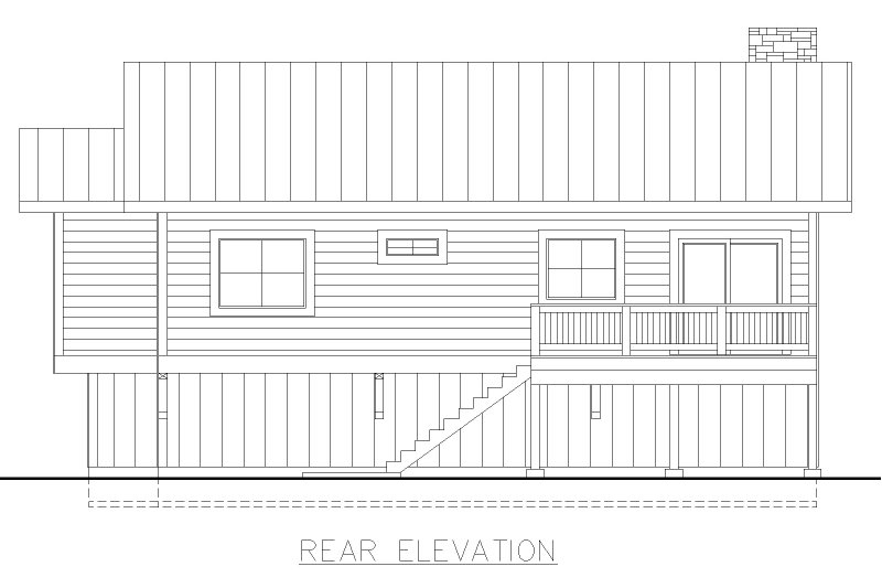 House Blueprint - Exterior - Rear Elevation for Cottage House Plan #117-1050 - 3 bed, 3 bath