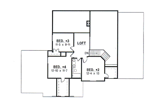 Floor Plan - Upper Floor for Traditional House Plan #67-403 - 4 bed, 2.5 bath