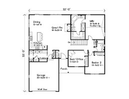 Floor Plan - Main Floor for Ranch House Plan #22-630 - 3 bed, 2.5 bath