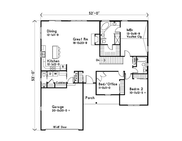 House Design - Ranch Floor Plan - Main Floor Plan #22-630