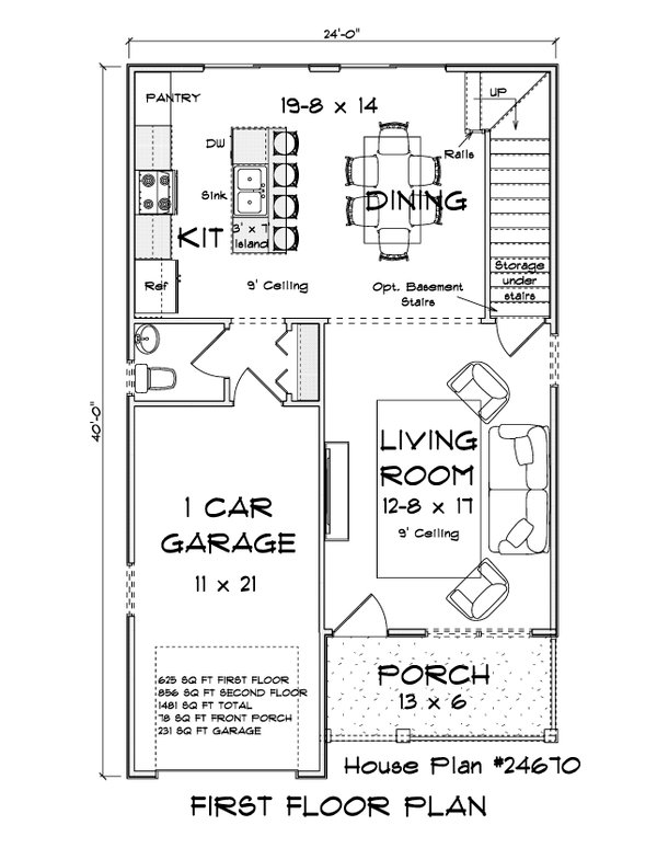 Architectural House Design - Floor Plan - Main Floor for Cottage House Plan #513-2462 - 3 bed, 2.5 bath
