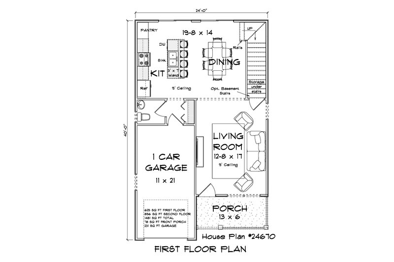 Architectural House Design - Floor Plan - Main Floor for Cottage House Plan #513-2462 - 3 bed, 2.5 bath