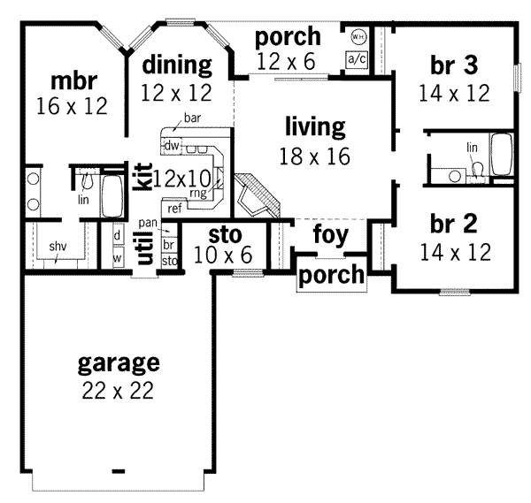 Architectural House Design - Traditional Floor Plan - Main Floor Plan #45-112