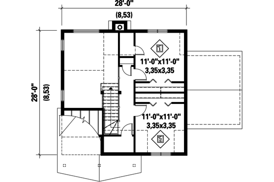 Floor Plan - Upper Floor for Country House Plan #25-4619 - 2 bed, 2 bath