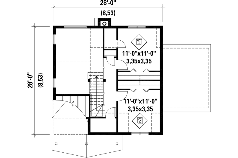 Dream House Plan - Floor Plan - Upper Floor for Country House Plan #25-4619 - 2 bed, 2 bath
