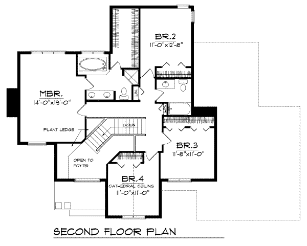 House Blueprint - Traditional Floor Plan - Upper Floor Plan #70-400