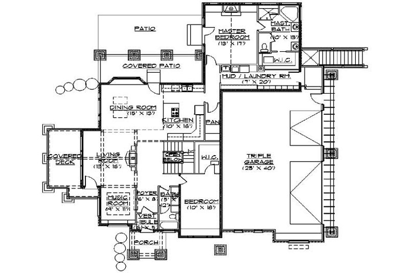 Dream House Plan - Floor Plan - Main Floor for Bungalow House Plan #5-384 - 5 bed, 4 bath
