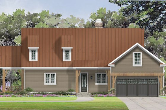 Exterior - Front Elevation for European House Plan #424-382 - 3 bed, 3.5 bath