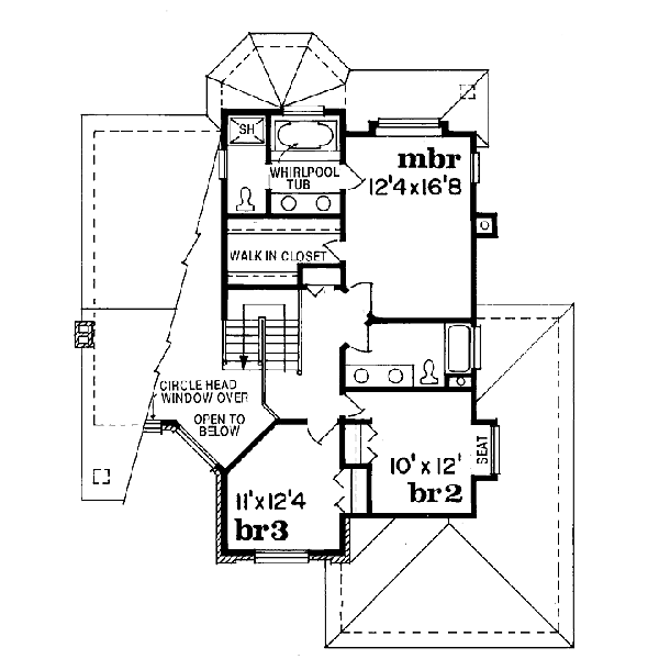 Floor Plan - Upper Floor for Traditional House Plan #47-286 - 3 bed, 2.5 bath