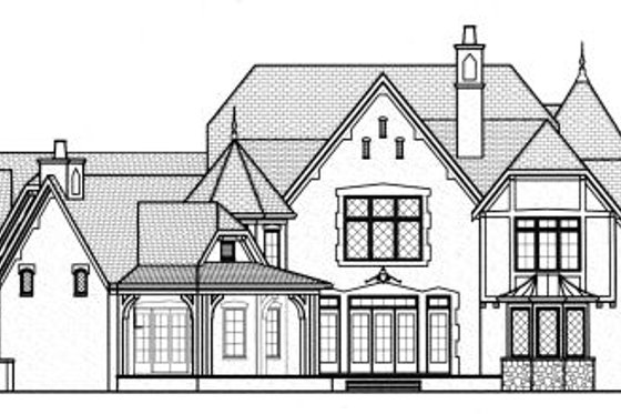 Exterior - Rear Elevation for European House Plan #413-802 - 4 bed, 5 bath