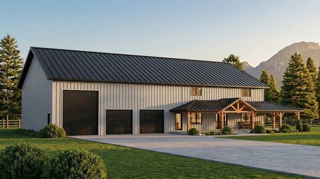 Exterior - Front Elevation 2 for Barndominium House Plan #1064-450 - 4 bed, 3.5 bath