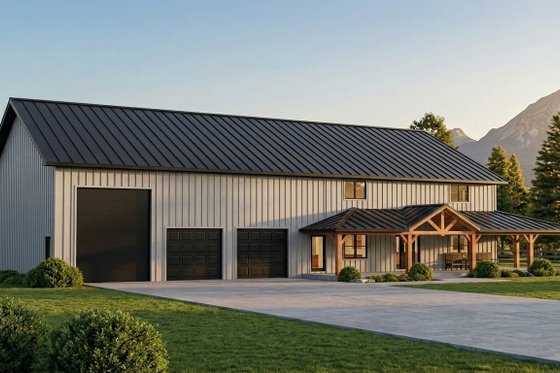 Exterior - Front Elevation for Barndominium House Plan #1064-450 - 4 bed, 3.5 bath