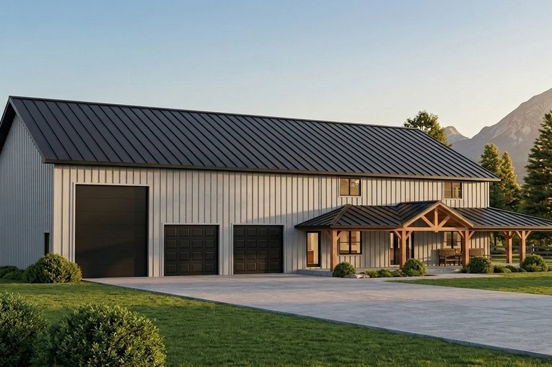 Exterior - Front Elevation 2 for Barndominium House Plan #1064-450 - 4 bed, 3.5 bath