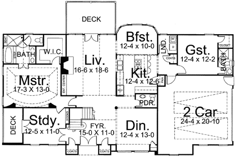 Dream House Plan - Floor Plan - Main Floor for Colonial House Plan #119-137 - 4 bed, 3.5 bath