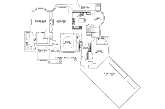 Floor Plan - Main Floor for Traditional House Plan #117-427 - 3 bed, 4.5 bath