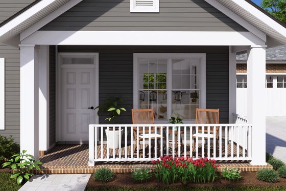 Exterior - Covered Porch for Ranch House Plan #513-2 - 3 bed, 2 bath