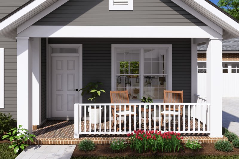 House Plan Design - Exterior - Covered Porch for Ranch House Plan #513-2 - 3 bed, 2 bath