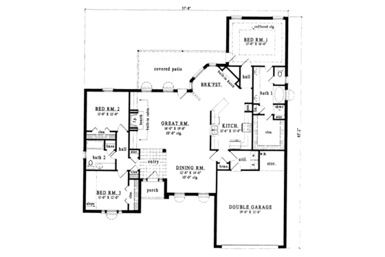Floor Plan - Main Floor for Traditional House Plan #42-176 - 3 bed, 2 bath