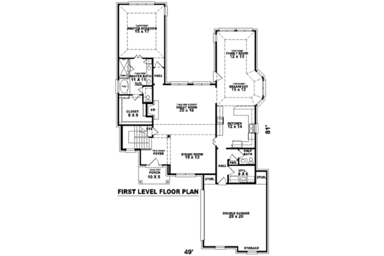 Floor Plan - Main Floor for European House Plan #81-1020 - 3 bed, 2.5 bath