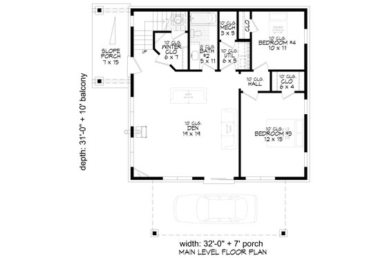 Floor Plan - Main Floor for Country House Plan #932-1278 - 4 bed, 2 bath