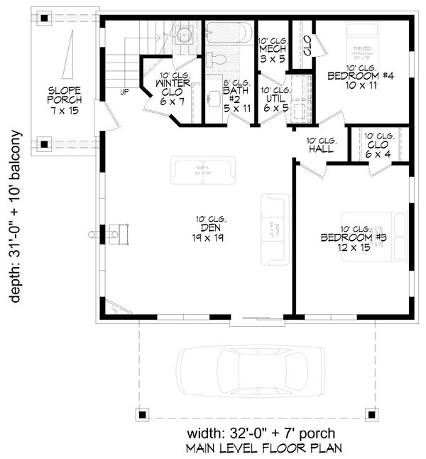 Country Floor Plan - Main Floor Plan #932-1278
