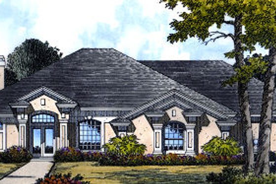 Exterior - Front Elevation for European House Plan #417-250 - 3 bed, 2 bath