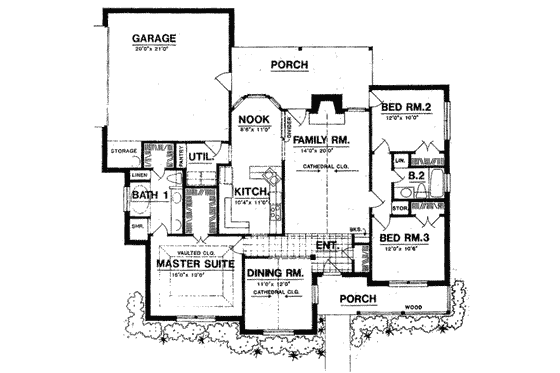 Floor Plan - Main Floor for Traditional House Plan #40-301 - 3 bed, 2 bath
