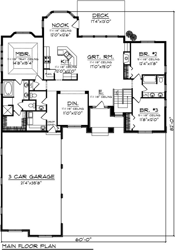 House Plan Design - Ranch Floor Plan - Main Floor Plan #70-1098