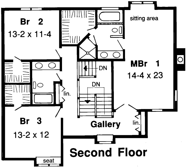 Traditional Floor Plan - Upper Floor Plan #312-123