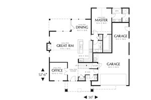 Floor Plan - Main Floor for Craftsman House Plan #48-537 - 3 bed, 2.5 bath
