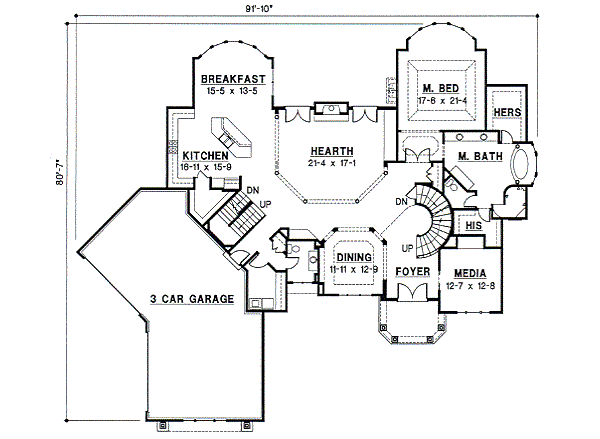 European Floor Plan - Main Floor Plan #67-296