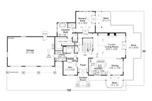 Floor Plan - Main Floor for Craftsman House Plan #124-1380 - 3 bed, 3 bath