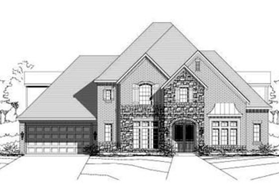 Exterior - Front Elevation for European House Plan #411-110 - 4 bed, 3.5 bath