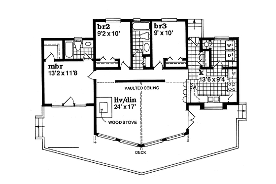 Floor Plan - Main Floor for Contemporary House Plan #47-322 - 3 bed, 2 bath