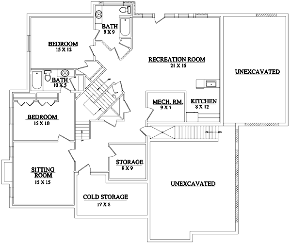 House Plan Design - Traditional Floor Plan - Lower Floor Plan #5-211