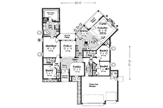 Floor Plan - Main Floor for European House Plan #310-250 - 4 bed, 3 bath