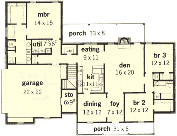 Country Floor Plan - Main Floor Plan #16-154