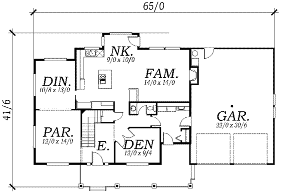Southern Floor Plan - Main Floor Plan #130-136