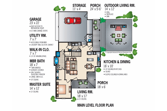 Floor Plan - Main Floor for Traditional House Plan #45-336 - 3 bed, 2.5 bath