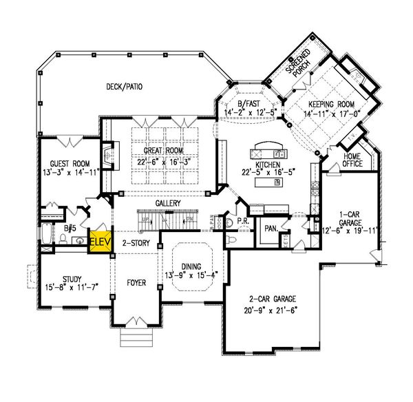 Architectural House Design - Traditional Floor Plan - Main Floor Plan #54-413