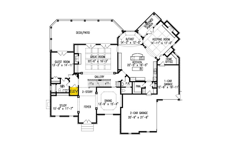 Dream House Plan - Floor Plan - Main Floor for Traditional House Plan #54-413 - 5 bed, 5.5 bath