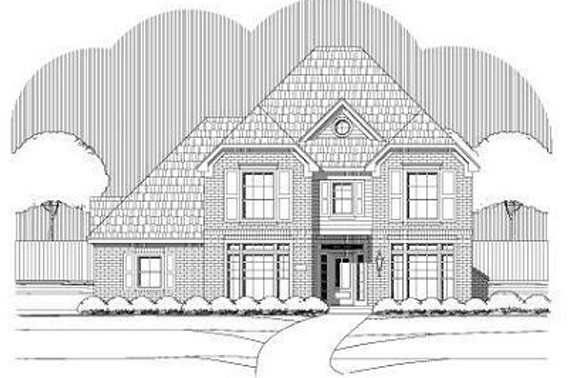 Exterior - Front Elevation 2 for European House Plan #411-803 - 4 bed, 3.5 bath