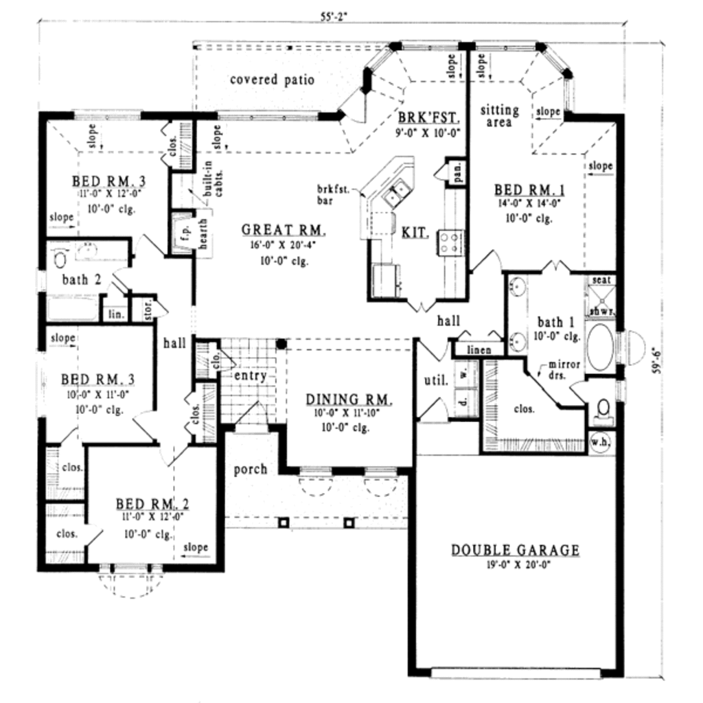 Traditional Style House Plan - 4 Beds 2 Baths 2079 Sq/Ft Plan #42-179 ...