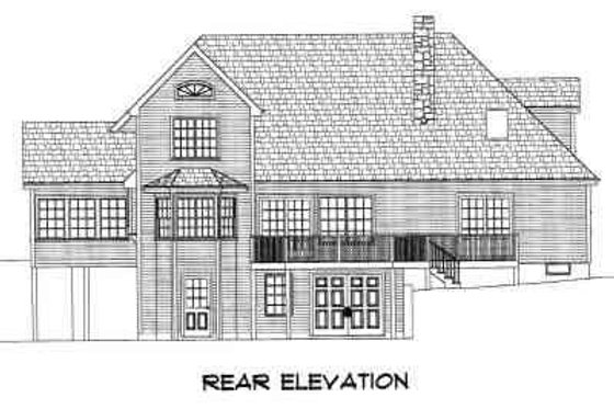 Exterior - Rear Elevation for Traditional House Plan #75-117 - 3 bed, 2.5 bath